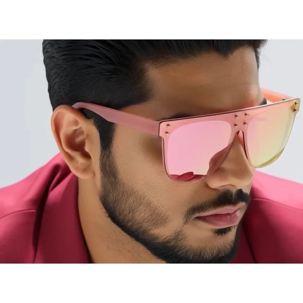 Exaggerated Luxury Pink Square Men Sunglasses Unique‎ Trendy Gafas Humbres 2026